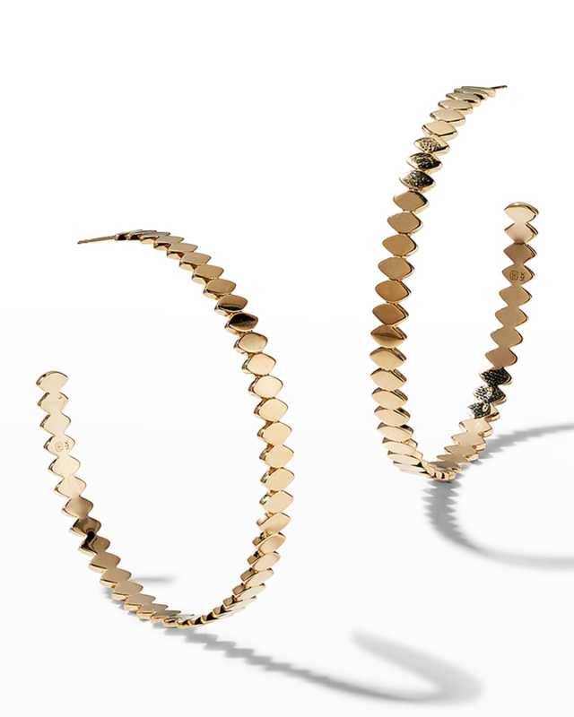14k Yellow Gold Marquise Large Hoop Earrings